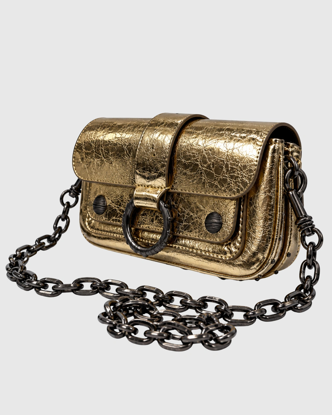 Kadın Gold Metalik Vintage El ve Omuz Çantası