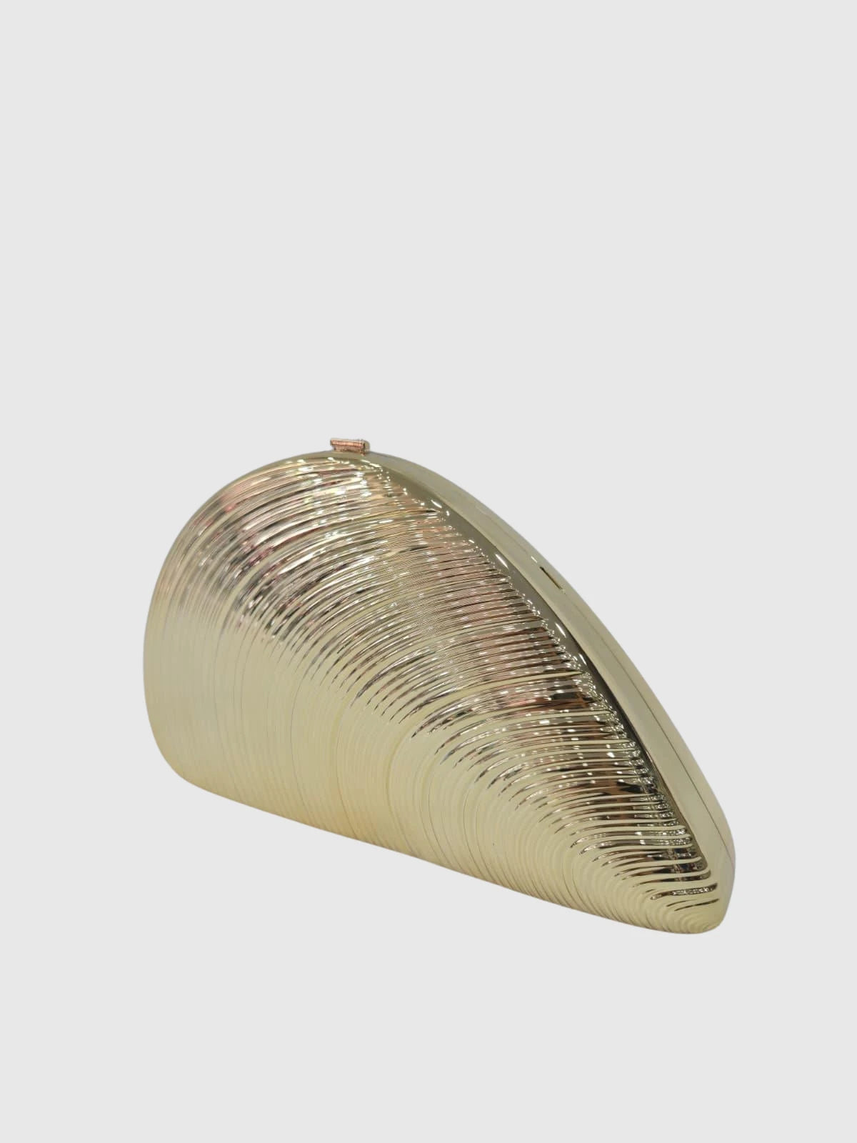 Champagne Metal Dokulu Abiye Clutch Çanta