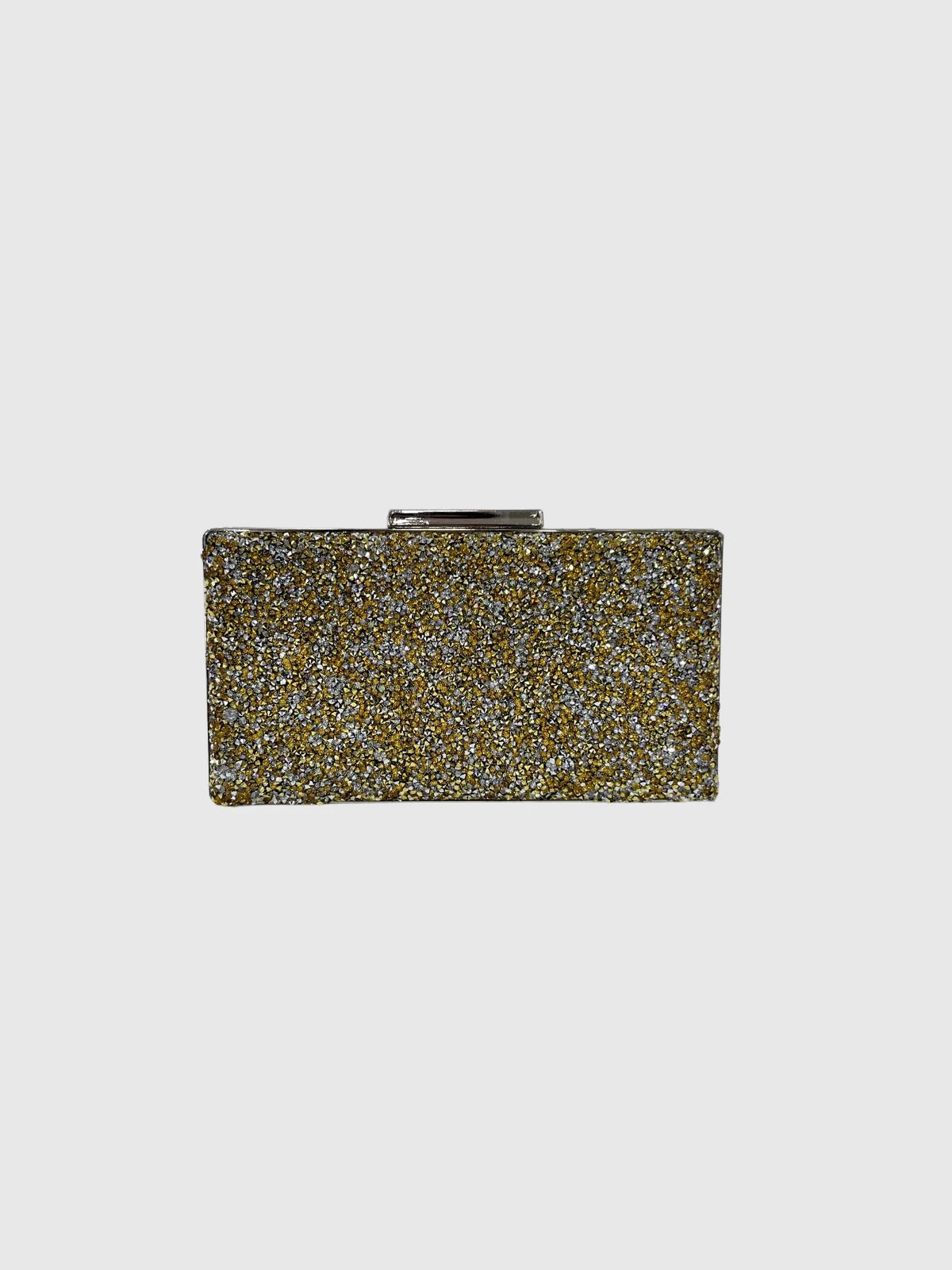 Altın ve Gümüş Taş Detaylı Abiye Clutch Çanta