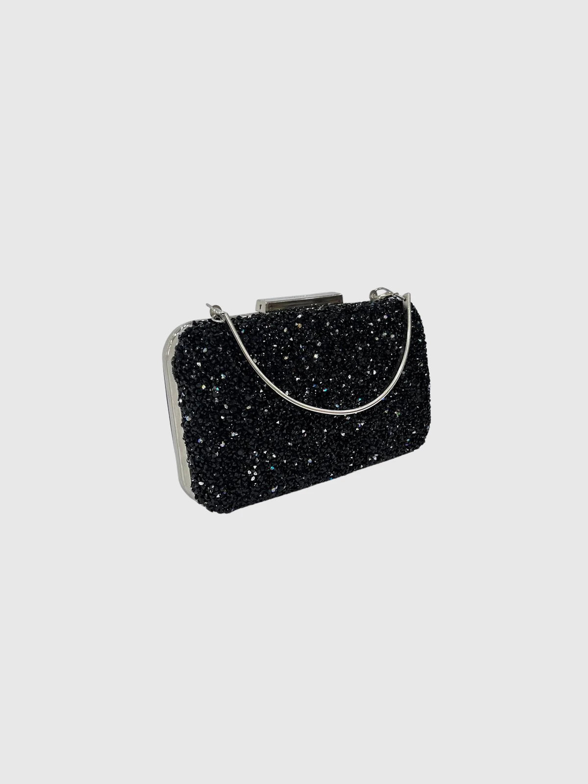 Siyah Kristal Taşlı Abiye Clutch Çanta