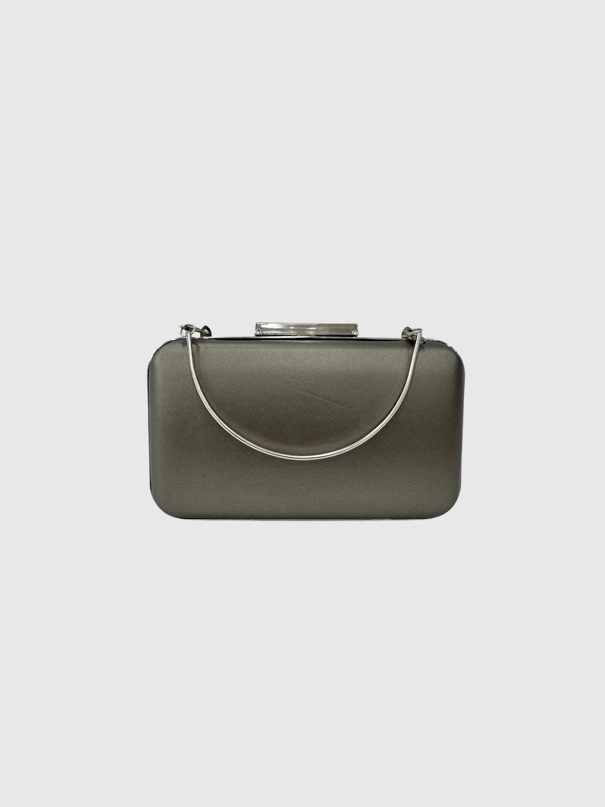 Platin Gri Metalik Abiye Clutch Çanta