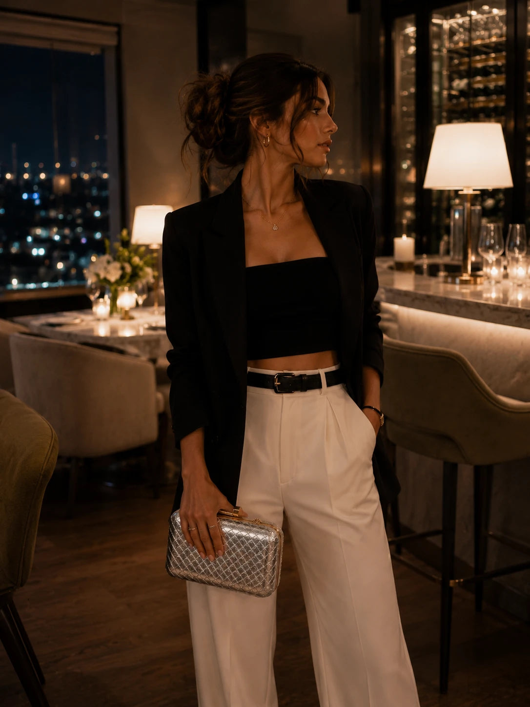 Gümüş Örgü Desenli Abiye Clutch Çanta
