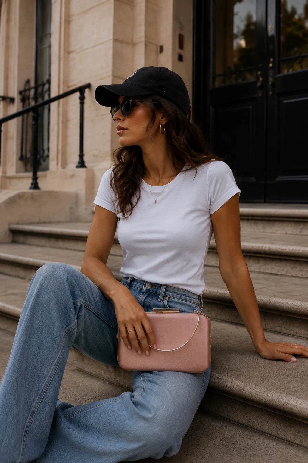 Rose Gold Metal Saplı Abiye Çanta