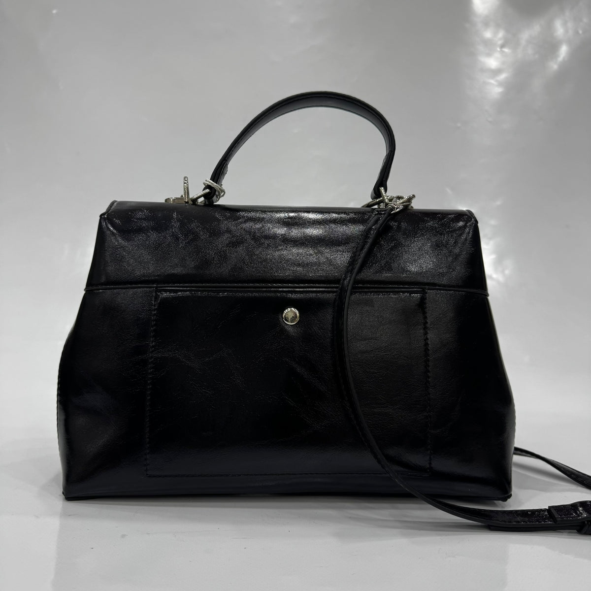 Black Mini Hand and Shoulder Bag – With Bear Accessory