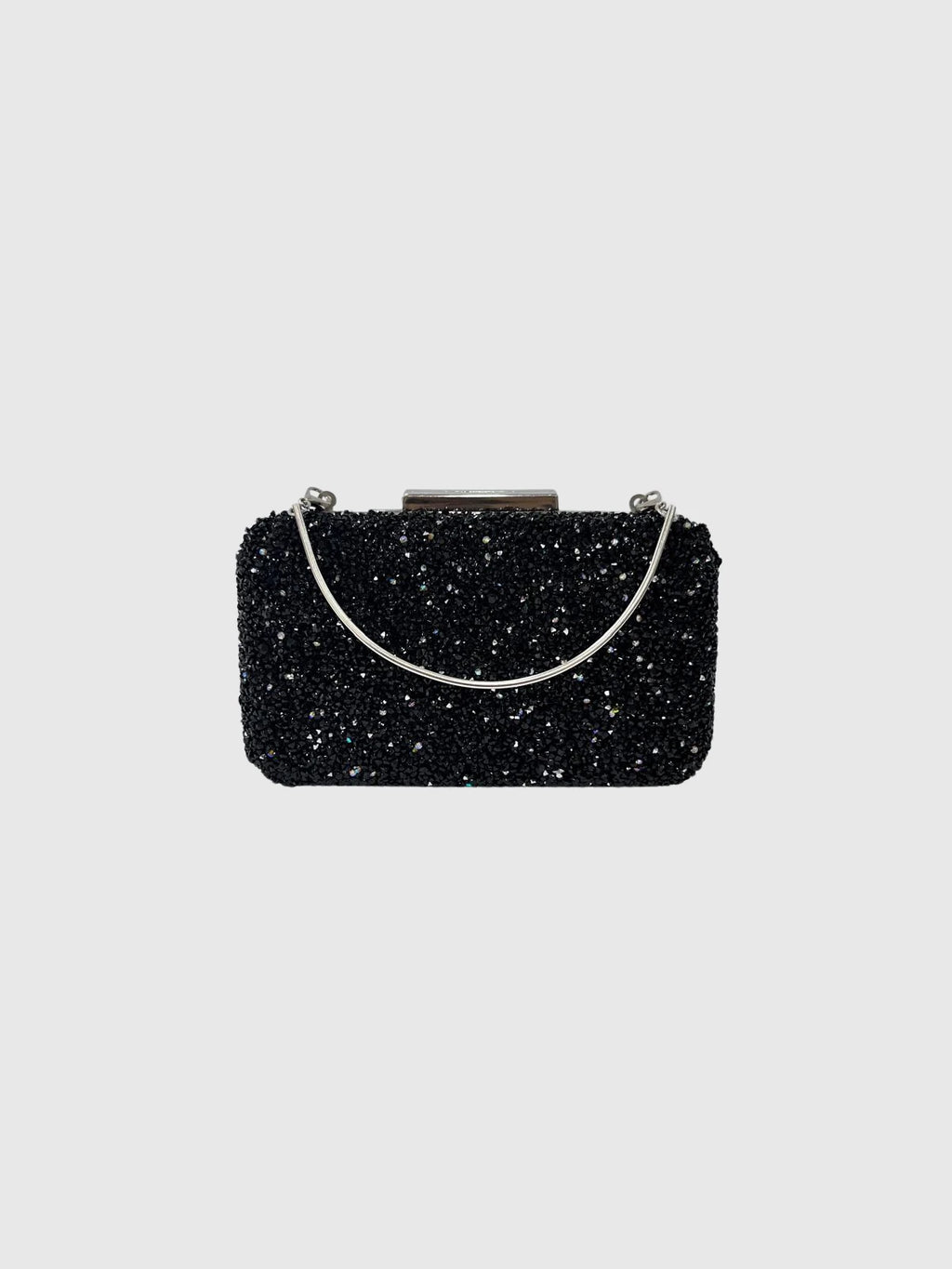 Siyah Kristal Taşlı Abiye Clutch Çanta