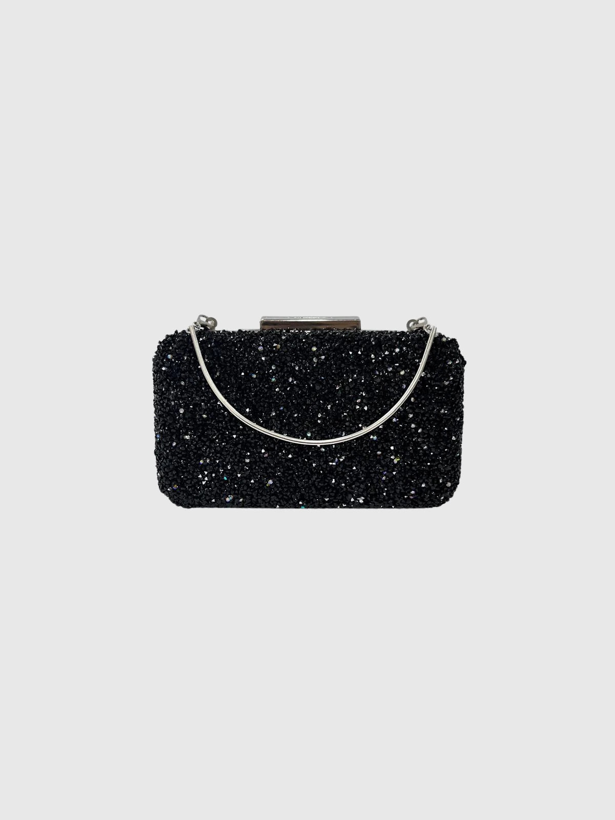 Siyah Kristal Taşlı Abiye Clutch Çanta