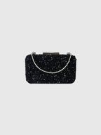 Siyah Kristal Taşlı Abiye Clutch Çanta
