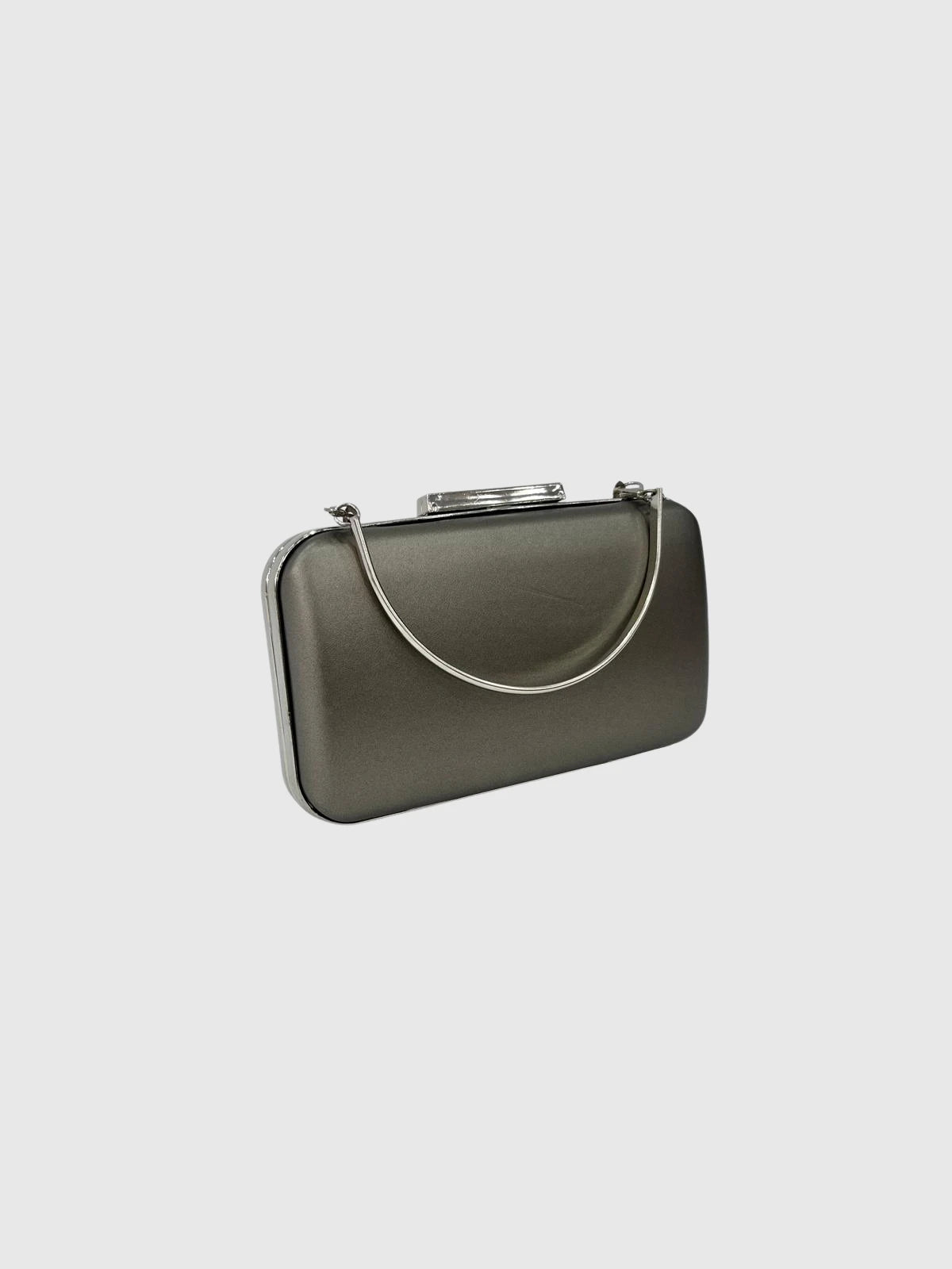 Platin Gri Metalik Abiye Clutch Çanta