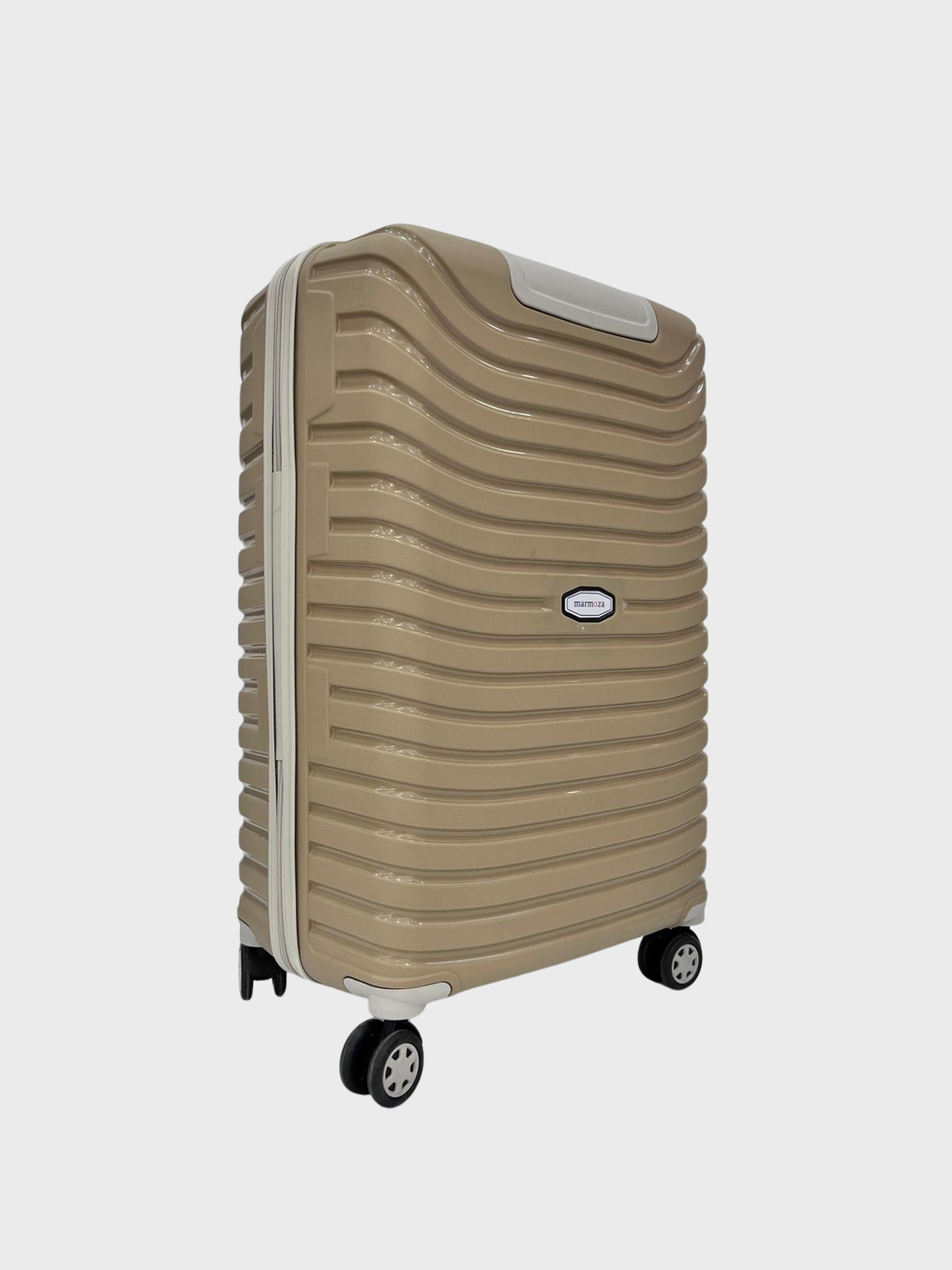 Bej Kabin Boy Valiz Seti – Makyaj Çantalı Seyahat Bavulu Marmoza