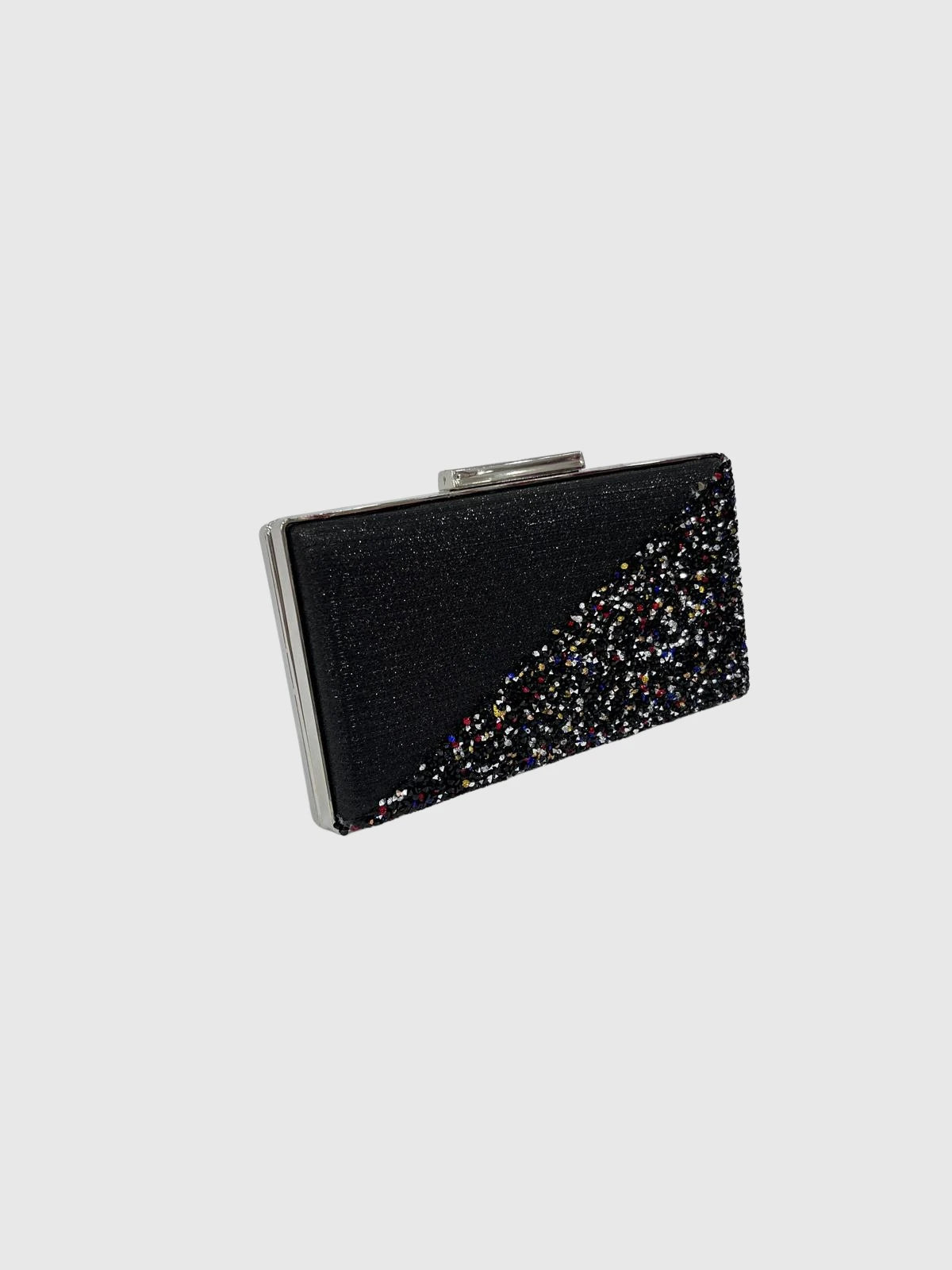 Siyah Çok Renkli Taş Detaylı Abiye Clutch Çanta