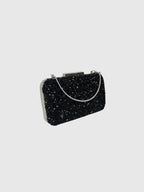 Siyah Kristal Taşlı Abiye Clutch Çanta