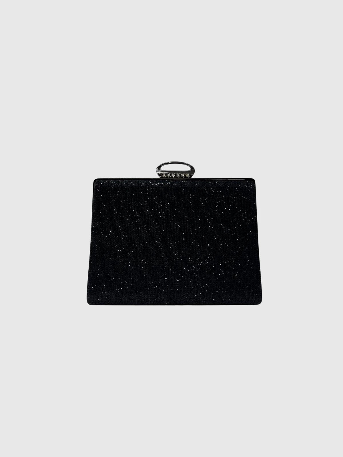 Siyah Işıltılı Taş Detaylı Abiye Clutch Çanta